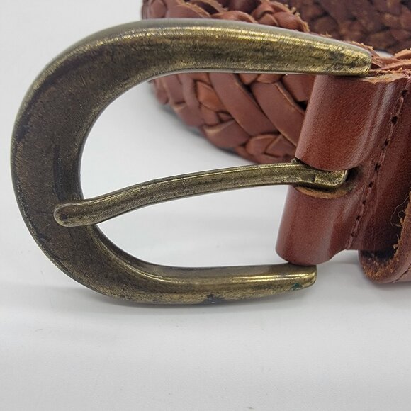 Vintage‎ Brown Braided  100% Genuine Leather Belt Y2K Argentina - Picture 3 of 7